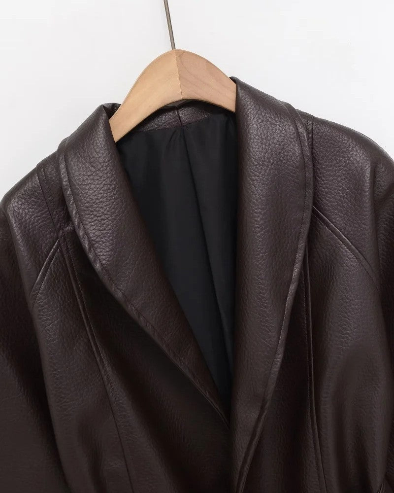 Wesley Belted Faux Leather Jacket
