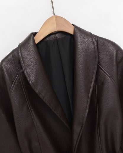 Wesley Belted Faux Leather Jacket