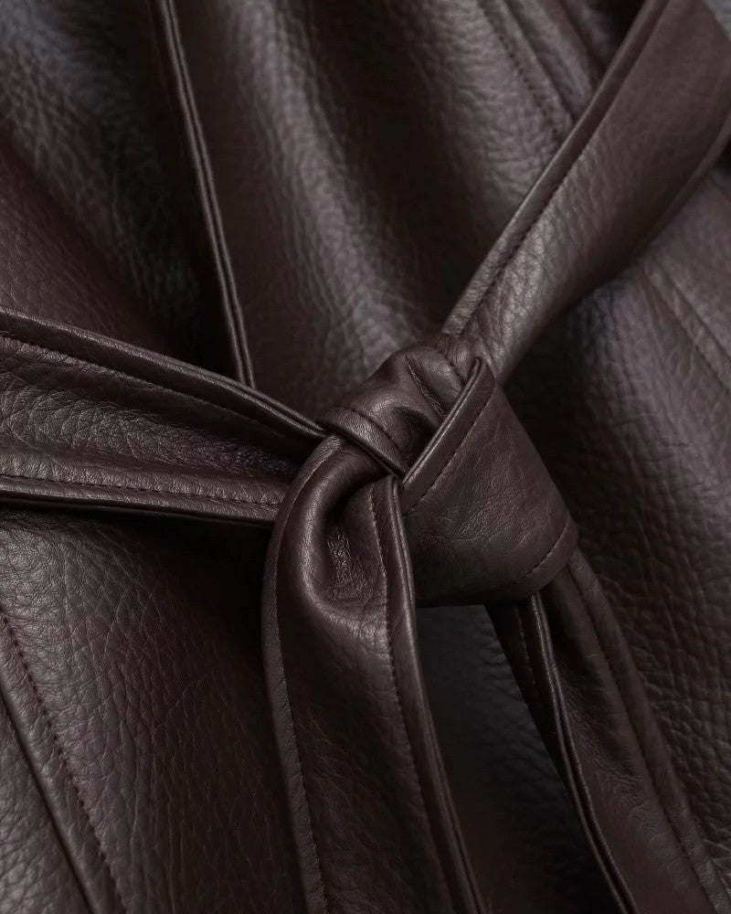 Wesley Belted Faux Leather Jacket