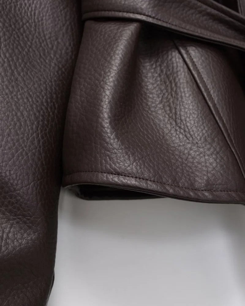 Wesley Belted Faux Leather Jacket