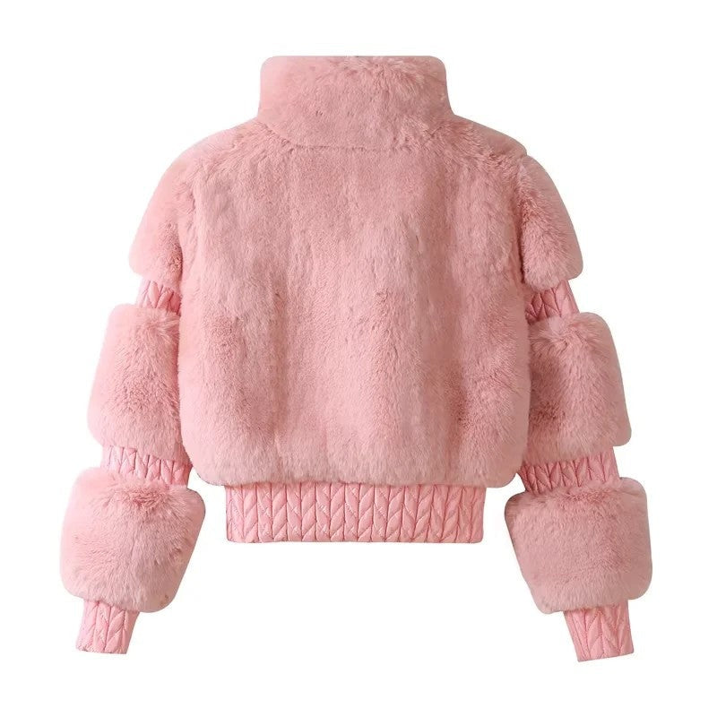 Yvon Plush Cropped Faux Fur Jacket